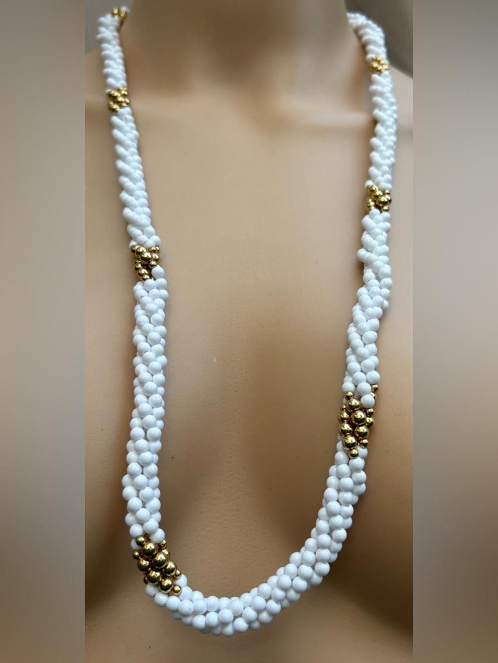 Napier White, Gold, and bead Necklace